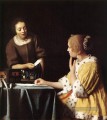 Dame avec sa servante tenant une lettre baroque Johannes Vermeer